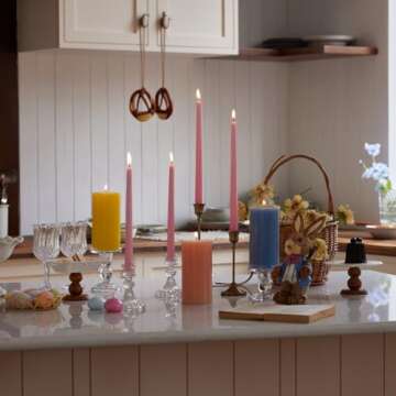 Pickood Pink Taper Candles - Dripless & Long Burning Set of 12