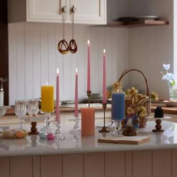 Pickood Pink Taper Candles - Dripless & Long Burning Set of 12