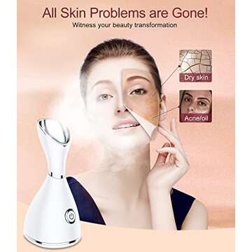 Facial Steamer Sooyame Professional Face Steamer for Facial Deep Cleaning, Portable Nano Ionic Facial Steamers Kit Warm Mist Humidifier for Face Sauna SPA Atomizer Sinuses Moisturizing Unclog Pores