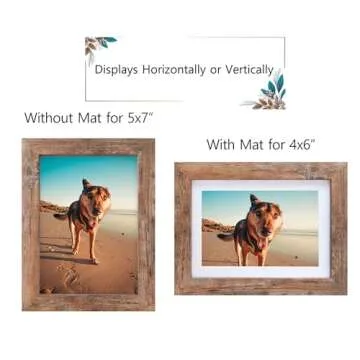 Califortree 5x7 Picture Frame - Can Display Photo 4x6 with Mat, Wood Frame with Shatterproof Plexigl...