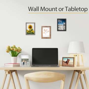 Califortree 5x7 Picture Frame - Can Display Photo 4x6 with Mat, Wood Frame with Shatterproof Plexiglass, Horizontal and Vertical Display for Wall and Tabletop, Rustic Brown