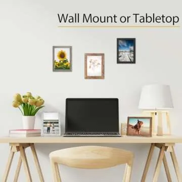 Califortree 5x7 Picture Frame - Can Display Photo 4x6 with Mat, Wood Frame with Shatterproof Plexiglass, Horizontal and Vertical Display for Wall and Tabletop, Rustic Brown