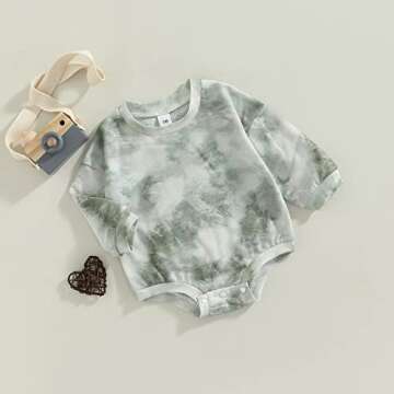 Endorothii Baby Tie Dye Sweatshirt Romper for Fall