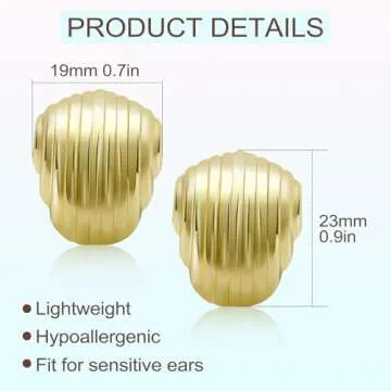 Yowivon 14K Gold Plated Shell Earrings for Women Bohemian Vintage Chunky Statement Stud Earrings Unique Piercing Earrings Fashion Summer Beach Jewelry Gift