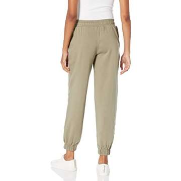 The Drop Women's Dominique Street-Fleece Coverstitched Utility Jogger, Vetiver Green, L