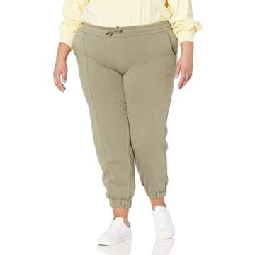 The Drop Women's Dominique Street-Fleece Coverstitched Utility Jogger, Vetiver Green, L