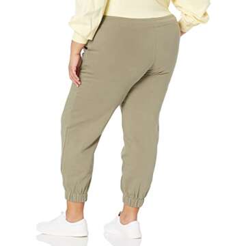 The Drop Women's Dominique Street-Fleece Coverstitched Utility Jogger, Vetiver Green, L