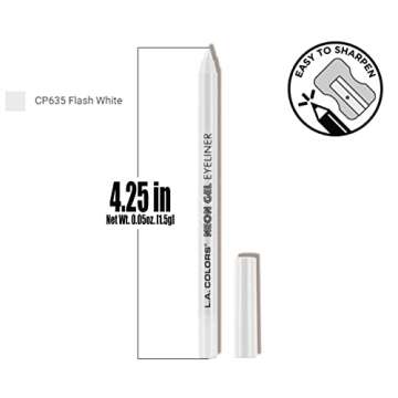 L.A. Colors 1 Neon Gel Eyeliner [ CP635 Flash White ] Long Wear n Intense Color Eye Liner Pencil + F...