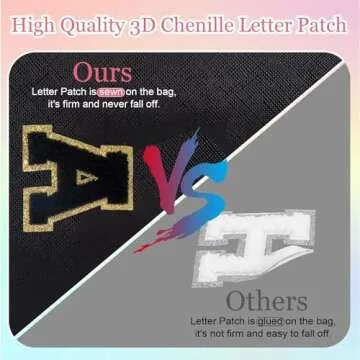 Small Personalized Initial Letter Makeup Bag, Cute Waterproof PU Leather Chenille Letter Cosmetic Bag Travel Makeup Bag, Preppy Makeup Pouch Toiletry Zipper Pouch Organizer for Women and Girls(Black-A