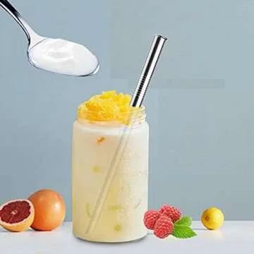 Reusable Metal Straws 10.5"9.5" 8.5" Stainless Steel Straws 12 Pcs With Portable Bag Clean Brush For 30 Oz and 20 Oz Tumblers(8 Straight|4 Bent|2 Brush)（SILVER）…