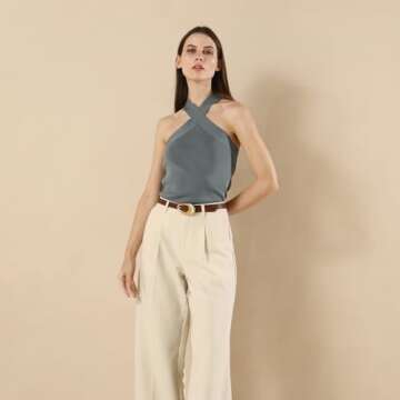 RISANTRY Genuine Leather Belt for Women Brown Leather With Smooth Oval Gold Metal Buckle Luxury Casual Fashion Belts