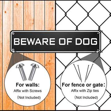 Beware of Dog Sign Aluminum Not Responsible Warning Caution Dog Rust Resistant Weatherproof Sign for Yard Garden Indoor Outdoor Use, 3 x 12 Inch(2 Pieces)