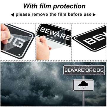 Beware of Dog Sign Aluminum Not Responsible Warning Caution Dog Rust Resistant Weatherproof Sign for Yard Garden Indoor Outdoor Use, 3 x 12 Inch(2 Pieces)