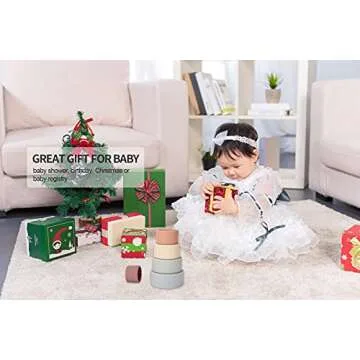 Socub Baby Stacking Toys, Silicone Stacking Cups for Babies and Infants, 5Pcs Nesting Toy for Early Educational, BPA Free, 6+ Month