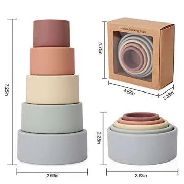 Socub Baby Stacking Toys, Silicone Stacking Cups for Babies and Infants, 5Pcs Nesting Toy for Early Educational, BPA Free, 6+ Month