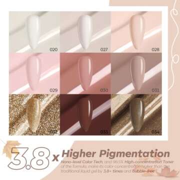 Modelones Gel Nail Polish Set, 9 Colors Neutral Nude Brown Solid Gel Polish Glitter Pudding Gel Skin Tones 2023 Upgraded Crème Manicure Palette Soak Off LED Nail Art Kit Salon DIY Home with Nail Brush