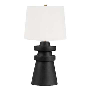 Elegant Patina Brass and Charcoal Table Lamp