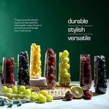 Durable DECADORN Clear Stemless Champagne Flutes 24 Pack