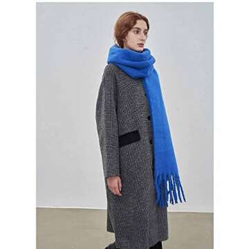 OUNIYA Large Chunky Scarf Oversized Fluffy Scarves Cashmere Feel Blanket Soft Big Wool Thick Winter Warm Women (bright blue)