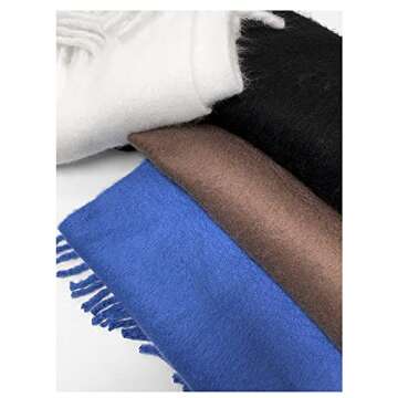 OUNIYA Large Chunky Scarf Oversized Fluffy Scarves Cashmere Feel Blanket Soft Big Wool Thick Winter Warm Women (bright blue)