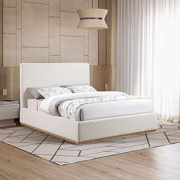 Meridian Furniture MonacoCream-F Monaco Collection Modern | Contemporary Boucle Fabric Upholstered F...