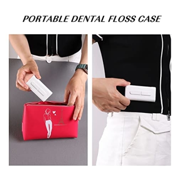 White Dental Floss Portable Case for Travel & Dining