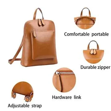 HESHE Backpack for Women Leather Backpack Purse Convertible Designer Bag Back Pack for Work Everything Bag(DBrown-R-Cowhide Leather)