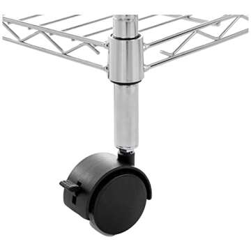 Amazon Basics 3-Shelf Adjustable, Heavy Duty Storage Shelving Unit on 2'' PP Plastic Wheel Casters, Metal Organizer Wire Rack, 23.2" L x 13.4" W x 32.75" H, Chrome