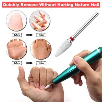 Fantexy 3/32" Ceramic Nail Drill Bit - Remove Acrylic Hard Gels Quickly and Safely,White Ceramic Cone File Bit for Nail Art,Manicure,Pedicure,Gel,Cuticle Clean(Fine - F)