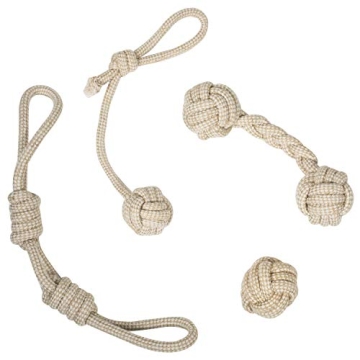Franklin Pet Supply Co. Natural Rope Dog Toys - Safe Chew & Fetch - 4 Pack