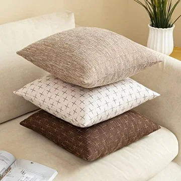 MIULEE Decorative Burlap Linen Throw Pillow Covers 18x18