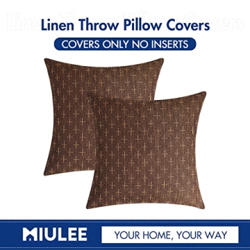 MIULEE Decorative Burlap Linen Throw Pillow Covers 18x18