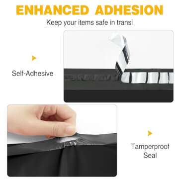 Famagic 200pcs Poly Mailers 12x15.5 Inch Shipping Bags Black Shipping Envelopes Self Seal Mailers Bags Waterproof and Tear-Proof Packaging Bags