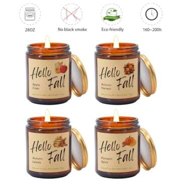 Lihome Fall Candles, Fall Decorations for Home - Fall Gifts for Women, Natural Soy Wax Scented Candl...