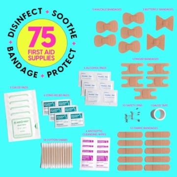 BLINGSTING First Aid Kit - 75 Essentials in Gold Travel Case