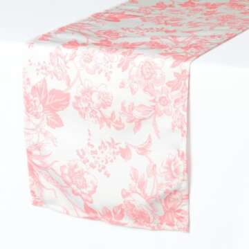 Coral French Toile Table Runner for Weddings & Events