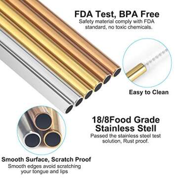 KAWOWO Stylish Stainless Steel Straws - Eco Friendly Kit