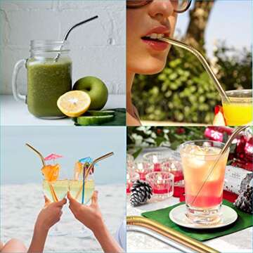 KAWOWO Stylish Stainless Steel Straws - Eco Friendly Kit