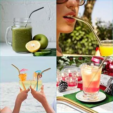 KAWOWO Stylish Stainless Steel Straws - Eco Friendly Kit