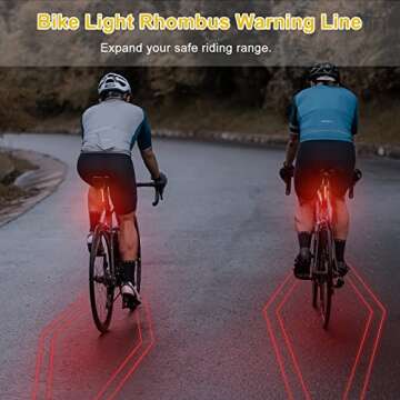 WINDFIRE Bike Tail Light Rechargeable, Red LED Rear Bike Lights, 6 Light Modes, Bicycle Laser Back Taillight Cycling Safety Warning Light, Bike Lights for Night Riding