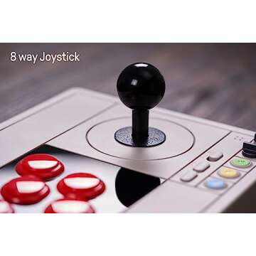 8BitDo Retro Arcade Fight Stick 8 Way Joystick with 2 Dedicated Macro Buttons and Turbo Function for Switch and PC Windows, Support Wireless Bluetooth, 2.4G Receiver and Wired USB-C Cable Connection
