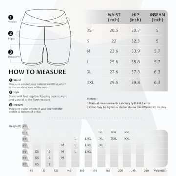 Womens Biker Yoga Shorts 5" Inseam High Waisted Tummy Control Workout Athletic Running Short with Pockets Black,Small