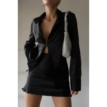 Chic Women Newspaper Printed 2 Piece Skirt Set for Parties