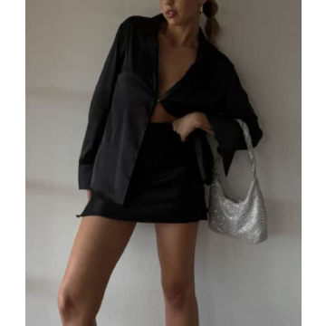 Chic Women Newspaper Printed 2 Piece Skirt Set for Parties