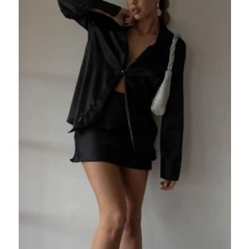 Chic Women Newspaper Printed 2 Piece Skirt Set for Parties