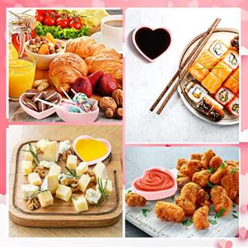 Zopeal 12 Pcs Heart Shaped Bowls Ceramic Dishes Heart Plates Multipurpose Salad Appetizer Plates Cooking Gift for Candy Sauce Sushi Dipping Serving Wedding Anniversary (Pink)