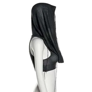 Caviotess Women Knitted Hoodie Sweater Vest Sexy Sleeveless Hollow Out Hooded Crop Top Streetwear Rave Oufit