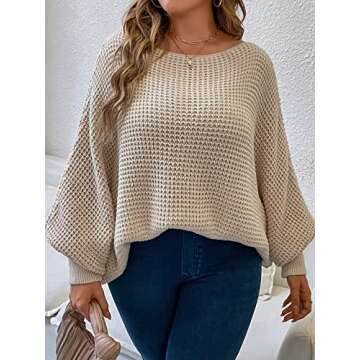 SOLY HUX Women's Plus Size Crewneck Long Sleeve Casual Oversized Sweater Pullover Tops Apricot 0XL