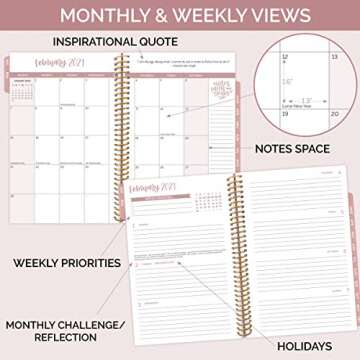 HARDCOVER bloom daily planners 2021 Calendar Year Day Planner (January 2021 - December 2021) - Passion/Goal Organizer - Monthly & Weekly Inspirational Agenda Book - 6" x 8.25" - Pink Marble