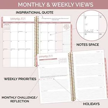 HARDCOVER bloom daily planners 2021 Calendar Year Day Planner (January 2021 - December 2021) - Passion/Goal Organizer - Monthly & Weekly Inspirational Agenda Book - 6" x 8.25" - Pink Marble